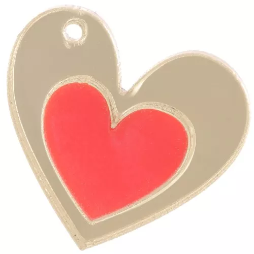 Dije corazón bicolor plexiglás 20x21,5 mm - Dorado - Rojo x1