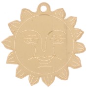 Colgante sol con motivo cara 30 mm - Plexiglás - Efecto espejo - Dorado x1
