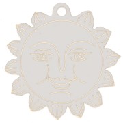 Colgante sol con motivo cara 30 mm - Plexiglás - Efecto espejo - Dorado x1