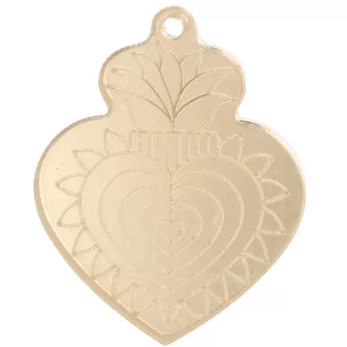 Ex-Voto 37x29 mm Colgante corazón de plexiglás - efecto espejo - Dorado x1