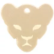 Dije cabeza de puma de plexiglás 18x19 mm - Efecto espejo - Dorado x1