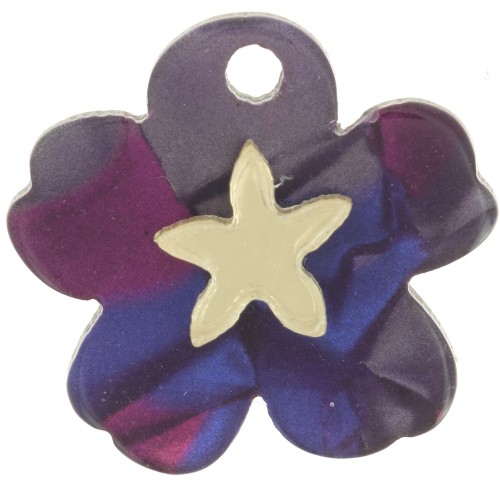 Colgante flor plexiglás 19x21 mm motivo estrella - Violeta jaspeado - Dorado x1