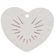 Colgante corazón de plexiglás en relieve 25x29 mm - Dorado - Purpurina roja x1