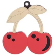 Colgante cereza 48,5x45 mm en plexiglás - Efecto espejo - Dorado - Rojo x1