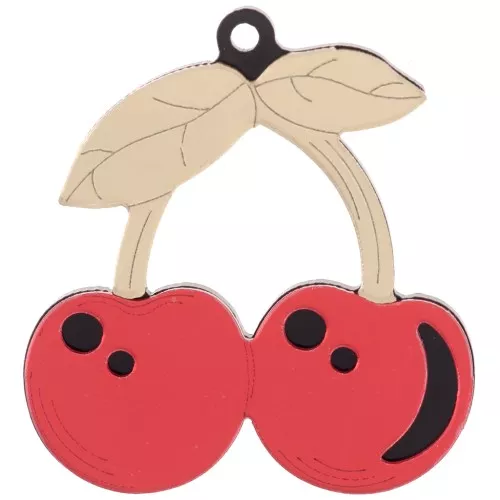 Colgante cereza 48,5x45 mm en plexiglás - Efecto espejo - Dorado - Rojo x1