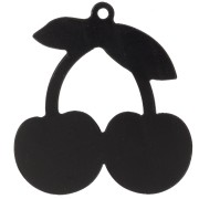 Colgante cereza 48,5x45 mm en plexiglás - Efecto espejo - Dorado - Rojo x1