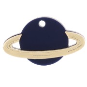 Colgante de plexiglás Saturno 15x26 mm - Azul noche - Dorado x1