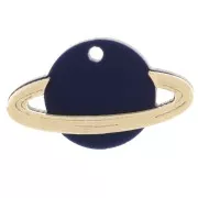 Colgante de plexiglás Saturno 15x26 mm - Azul noche - Dorado x1