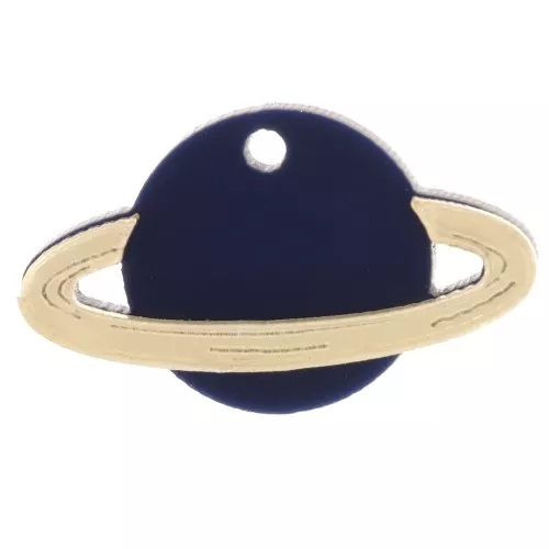 Colgante de plexiglás Saturno 15x26 mm - Azul noche - Dorado x1