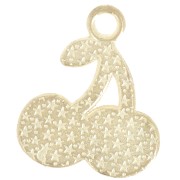 Dije cereza 18x15 mm en resina epoxi - Rojo - Verde - Dorado x1