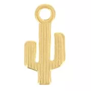 Dije de cactus 15x7,5 mm - Dorado con oro fino x1