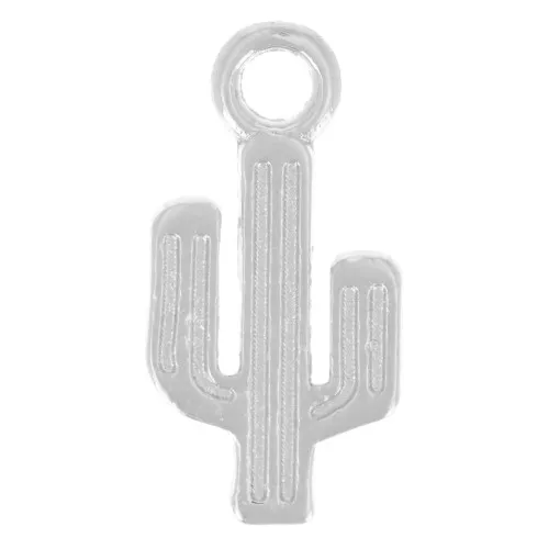 Dije de Cactus 15x7.5 mm - Chapado plateado fino envejecido x1