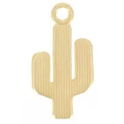 Colgante cactus 25x13 mm - Dorado con oro fino x1