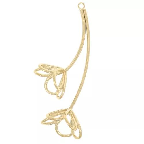 Colgantes 3D flor 61x37 mm - Acero inoxidable 304L Dorado x2