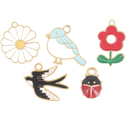 Mezcla de Dijes epoxi de primavera - Exclu Perles&Co - Acero inoxidable 304L x5