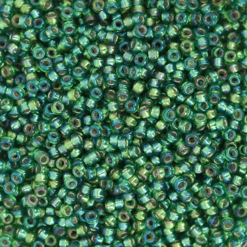 Rocalla Miyuki 15/0 1016 - Plata Forrada Verde AB x8g