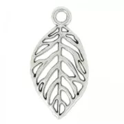 Dije hoja 30x16 mm Chapado Plateado envejecido x1