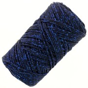 Bobina de cordón de algodón para macramé Cotton Air Glitter 1 mm - Azul Marino x90m