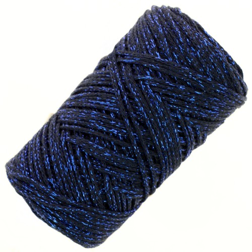 Bobina de cordón de algodón para macramé Cotton Air Glitter 1 mm - Azul Marino x90m