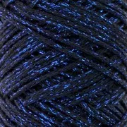 Bobina de cordón de algodón para macramé Cotton Air Glitter 1 mm - Azul Marino x90m
