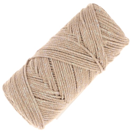 Bobina de cordón de algodón para macramé Cotton Air Glitter 1 mm - Camel x90m