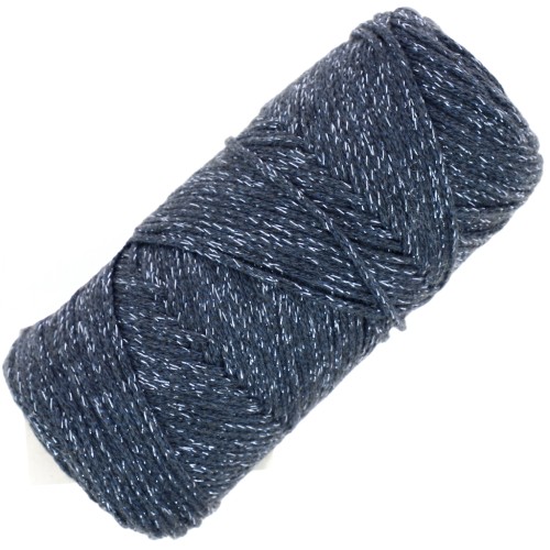 Bobina de cordón de algodón para macramé Cotton Air Glitter 1 mm - Indigo x90m
