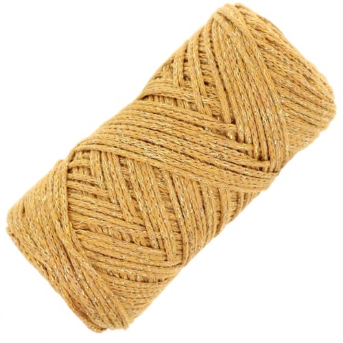 Bobina de cordón de algodón para macramé Cotton Air Glitter 1 mm - Mostaza x90m