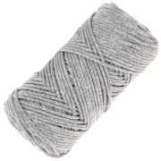 Bobina de cordón de algodón para macramé Cotton Air Glitter 1 mm - Plateado x90m