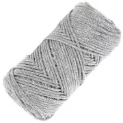Plateado - Bobina de cordón de algodón para macramé Cotton Air Glitter 1 mm - Plateado x90m Bobina de cordón de algodón para macramé Cotton Air Glitter 1 mm - Plateado x90m