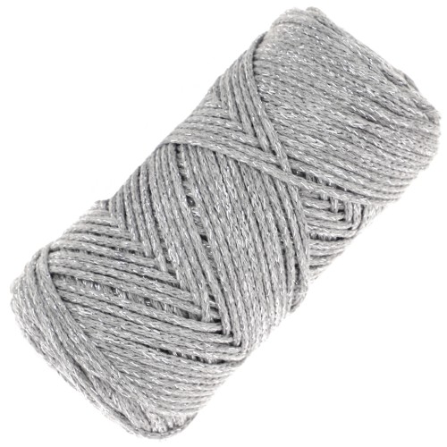 Bobina de cordón de algodón para macramé Cotton Air Glitter 1 mm - Plateado x90m