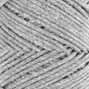 Bobina de cordón de algodón para macramé Cotton Air Glitter 1 mm - Plateado x90m