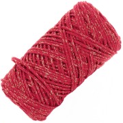 Bobina de cordón de algodón para macramé Cotton Air Glitter 1 mm - Rojo x90m