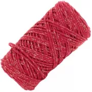 Bobina de cordón de algodón para macramé Cotton Air Glitter 1 mm - Rojo x90m