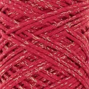 Bobina de cordón de algodón para macramé Cotton Air Glitter 1 mm - Rojo x90m
