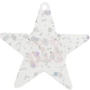 Colgante estrella plexiglás 50x52mm - Dream big - Transparente - Plateado brillo