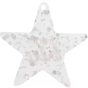 Colgante estrella plexiglás 50x52mm - Dream big - Transparente - Plateado brillo