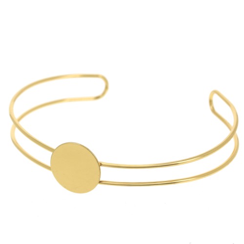 Pulsera Placa 7x165 mm para cabujón redondo 15 mm - Dorado con oro fino x1