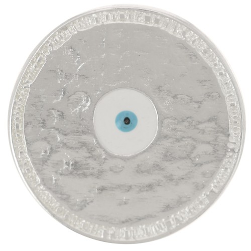 Colgante ojo redondo irregular 23 mm resina epoxi - Plateado fino x1