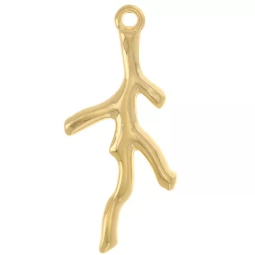 Colgante de coral 29x12 mm- Dorado con oro fino x1