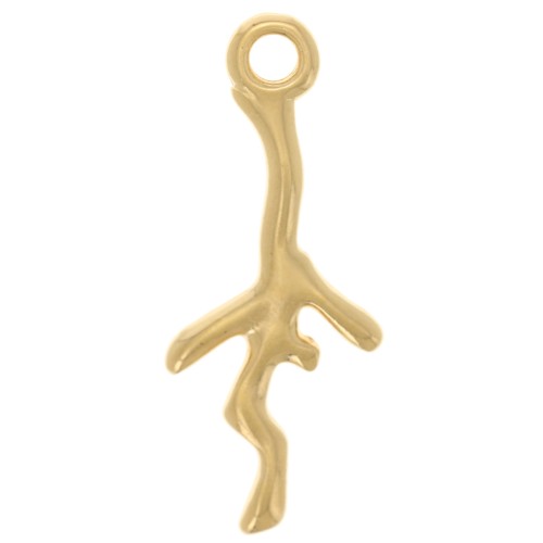 Colgante de coral 20x8 mm - Dorado con oro fino x1