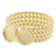 Anillo con dos engastes para cabujón de 6 mm - Talla 52 a 56 - Dorado con oro fino x1|raw }}