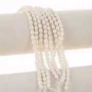 Perlas de agua dulce grano de arroz 7x6 mm - Grado AA - Blanco x35cm