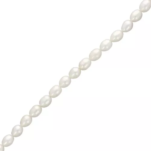 Perlas de agua dulce grano de arroz 9x7 mm - Grado AA - Blanco x 36cm