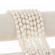 Perlas de agua dulce grano de arroz 9x7 mm - Grado AA - Blanco x 36cm