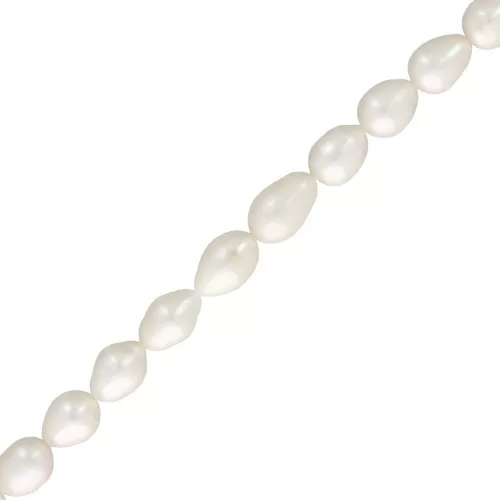 Perlas de agua dulce grano de arroz 12x10 mm - Grado AA - Blancas x 39cm