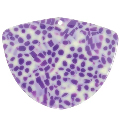 Colgante Geométrico Acetato 35x45 mm - Violeta Moteado - Crema x1