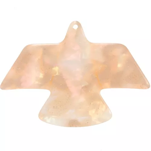 Colgante águila 35x50 mm acetato transparente - purpurina nacarada naranja jaspeado x1