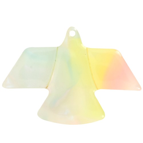 Colgante Águila Acetato 25x35,5 mm - Coral jaspeado - Amarillo - Perla azul x1