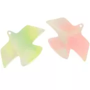 Colgante Águila Acetato 25x35,5 mm - Coral jaspeado - Amarillo - Perla azul x1