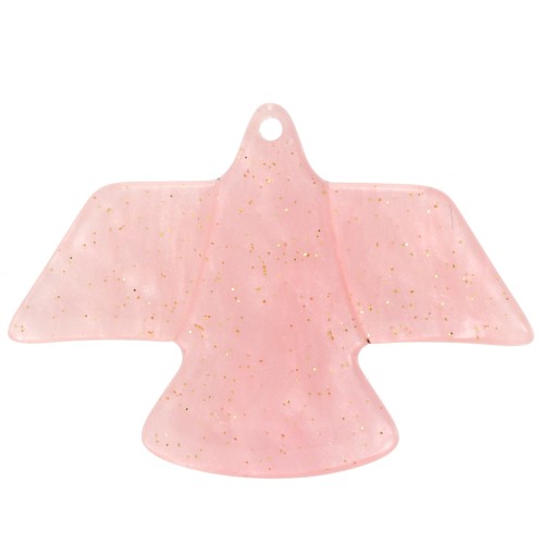 Colgante Águila Jaspeado Opaco Rosa Claro Perla Purpurina 25x35.5mm x1